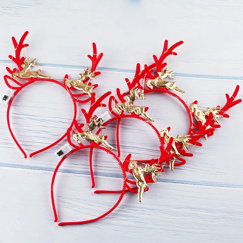 Reindeer Antlers Headband - 20pcs Reindeer Antlers Headband Light Up