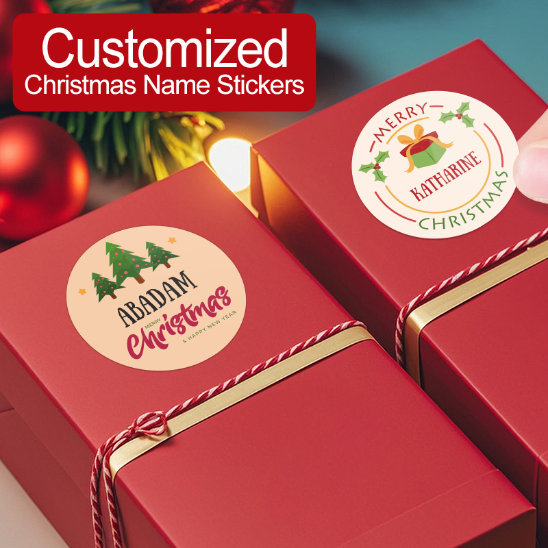 Christmas Stocking Hanging - Personalized Merry Christmas Stickers-Custom Name Sticker