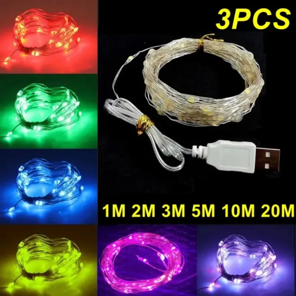 3PCS 20-1M USB LED Lights Stri - огляд і ціна Led Fairy String Lights