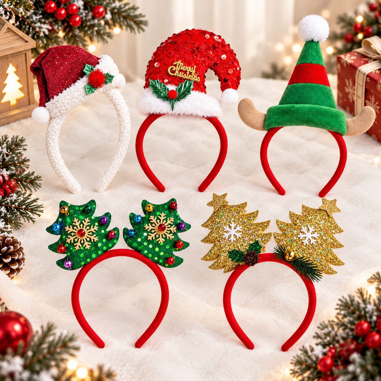 Christmas Headband Santa Hat P - огляд і ціна Reindeer Antlers Headband