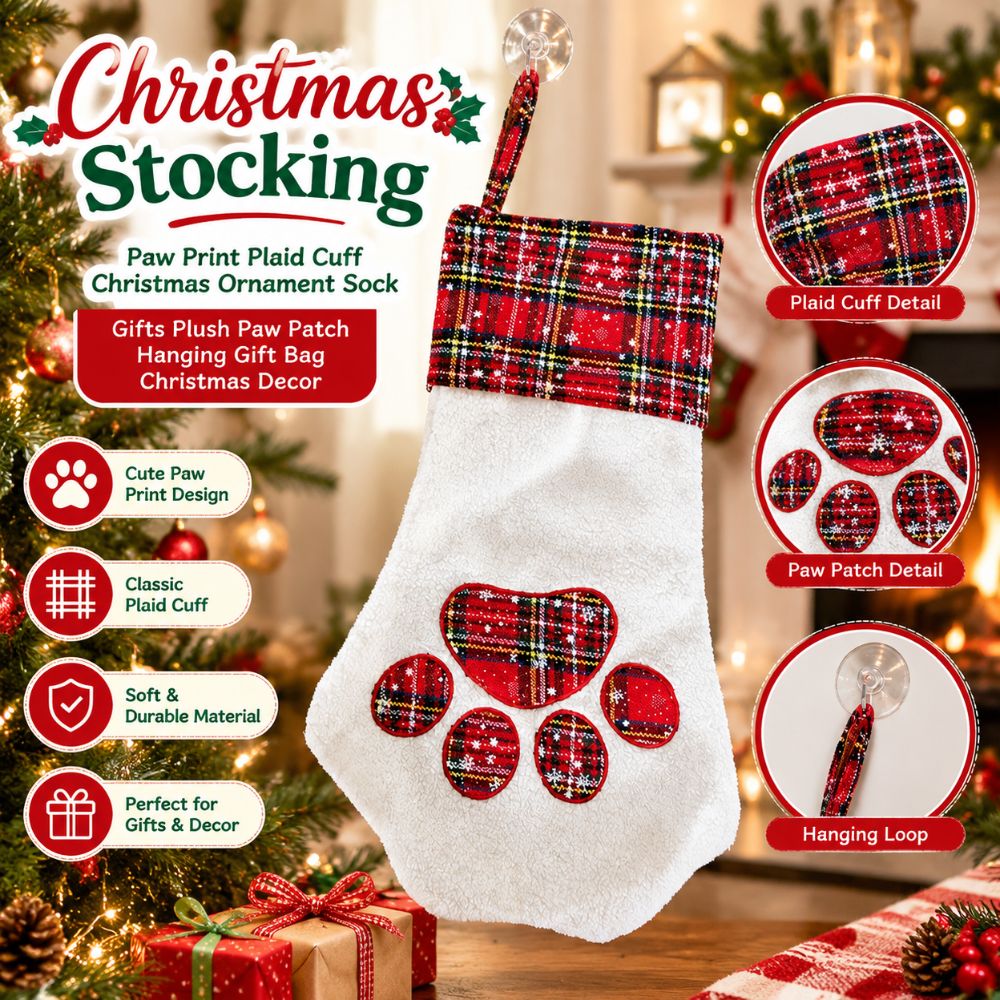 Xmas Gifts Paw Print Christmas - огляд і ціна Christmas Stocking Hanging